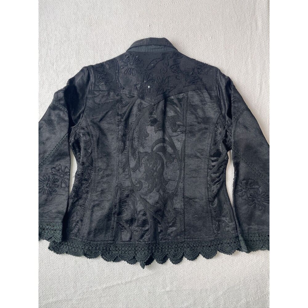 Flashback Black Embellished Jacket|vintage Beaded & Embroidered Boho Chic unique - Picture 11 of 13